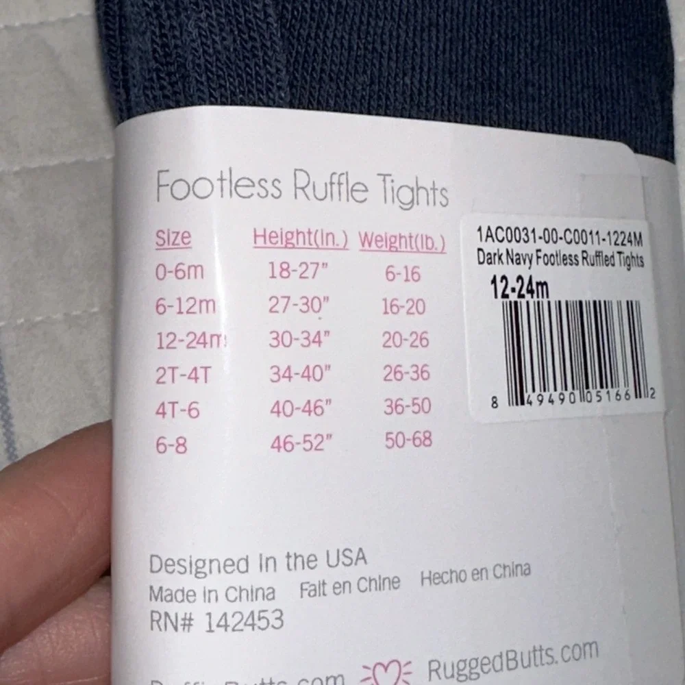 Ruffle Butts Ruggedbutts Footless Ruffle Tights 12-24 months Navy Blue